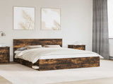 Bed Frame Smoked Oak 160 x 200 cm Solid Pine Wood 3410577