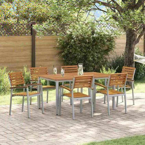 Garden Dining Set 7 pcs Grey and brown 3284408