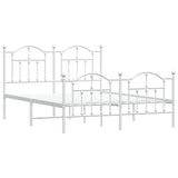Metal Bed Frame without Mattress with Footboard White 150x200cm 353508