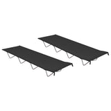 ZNTS Camping Beds 2 pcs 180x60x19 cm Oxford Fabric and Steel Black 312484