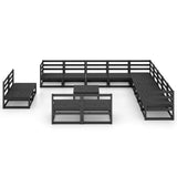 14 Piece Garden Lounge Set Black Solid Pinewood 3075913