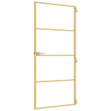 Interior Door Slim Golden 93x201.5 cm Tempered Glass and Aluminium 155138