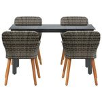 Garden Dining Set with Cushion 5 pcs Grey Poly Rattan 3261686