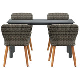 Garden Dining Set with Cushion 5 pcs Grey Poly Rattan 3261686