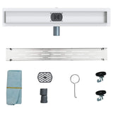 Shower Drain Line Design with 360&deg Siphon Silver 60 cm 42015980