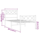 Metal Bed Frame without Mattress with Footboard White 100x200cm 372339