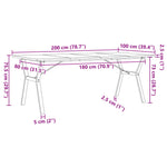 ZNTS Dining Table Y-Frame 200x100x75.5 cm Solid Wood Pine and Steel 3282789