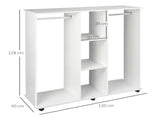 Open Wardrobe Double Mobile Storage Shelves Organizer W/6 Wheels-White T3398P343294