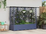 Raised Bed with Trellis and Roof Grey 163.5 x 40 x 138 cm PP 42032573