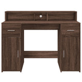 Desk with LED Lights Brown Oak 120x55x91 cm Engineered Wood 3309417