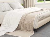 Throw Blanket Beige 220 x 240 cm Fleece 42016975