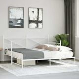 Daybed with Trundle without Mattress White 100x190 cm Steel 4104690