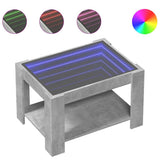 Coffee Table with LED Concrete Grey 73x53x45 cm Engineered Wood 847549