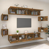 8 Piece TV Cabinet Set Smoked Oak Engineered Wood 3114227