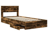 Bed Frame with Drawer Smoked Oak 100 x 200 cm Engineer Wood 3409871