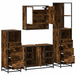 4 Piece Bathroom Furniture Set Smoked Oak Engineered Wood 3301302