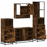 4 Piece Bathroom Furniture Set Smoked Oak Engineered Wood 3301302