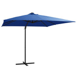 Cantilever Garden Parasol with LED lights and Steel Pole 250x250 cm Azure Blue 46997