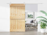 Sliding Door Natural and White 85 x 210 cm Solid Pine Wood 3445178