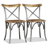 Dining Chairs 4 pcs Solid Mango Wood and Steel Cross Back 274882