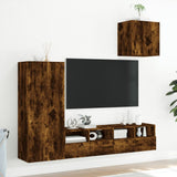 4 Piece TV Wall Units Smoked Oak Engineered Wood 3216504