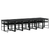 13 Piece Garden Dining Set Black Poly Rattan 3295052