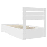 Bed Frame Manual White and Silver 75 x 190 cm Engineered Wood 3411699