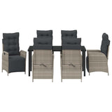 Garden Dining Set with Cushion 7 pcs Light grey Poly Rattan 3380572