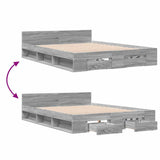 Bed Frame with Drawers without Mattress Grey Sonoma 120x190 cm Small Double 3280781