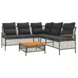 2 Piece Garden Sofa Set with Cushions Grey Poly Rattan 368734