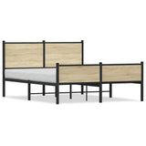 Metal Bed Frame without Mattress Sonoma Oak 150x200 cm King Size 3301399