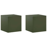 Plant Stand 2 pcs Olive Green 40 x 40 x 40 cm Steel 8012523