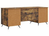 Desk with Shelf Smoked Oak 142.5 x 50 x 75 cm Engineered Wood 3414635