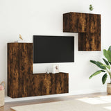 4 Piece TV Wall Units Smoked Oak Engineered Wood 3216432