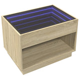 ZNTS Coffee Table with Infinity LED Sonoma Oak 70x50x50 cm 847660