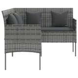 5 Piece L-shaped Couch Sofa Set with Cushions Poly Rattan Grey 318582