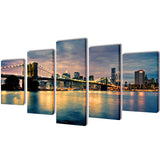 Canvas Wall Print Set Brooklyn Bridge River View 200 x 100 cm 241555