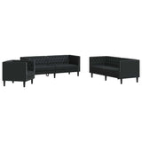 Living Room Couch 3 pcs Black Faux Leather 3385863