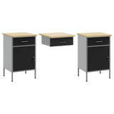 Work Cabinet with Drawer 10 pcs Black Engineered Wood and Steel 3321470