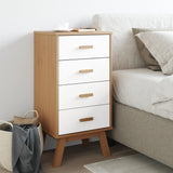 ZNTS Bedside Cabinet OLDEN White and Brown Solid Wood Pine 358587