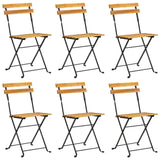 Garden Chair Set of 6 Brown Solid Acacia wood Standard 3152106