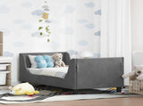 Toddler Bed Frame with Headboard Dark Grey 70 x 140 cm Velvet 42010848