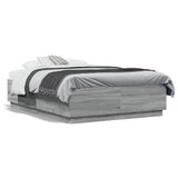 Bed Frame with LED without Mattress Grey Sonoma 135x190 cm Double 3209651