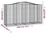 Arched Gabion Baskets 11 pcs 200x50x140/160 cm Galvanised Iron 3145691