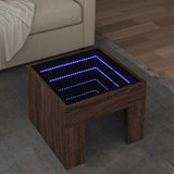 Coffee Table with Infinity LED Brown Oak 40x40x30 cm 847601