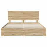 Bed Frame with Drawer Sonoma Oak 200 x 200 cm Engineered Wood 3412744