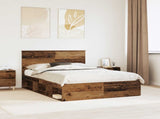 Bed Frame with Headboard Old Wood 140 x 190 cm Solid Pine Wood 3409352