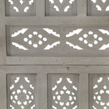 Hand carved 4-Panel Room Divider Grey 160x165 cm Solid Mango Wood 285322