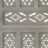 Hand carved 4-Panel Room Divider Grey 160x165 cm Solid Mango Wood 285322