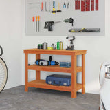 Work Bench Wax brown 110.5 x 50 x 80 cm Solid pine wood 865377